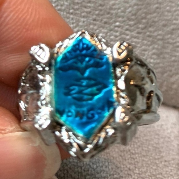 Takara Tomy Hitman Reborn Key Chain Swing Vongola Cross Ring Silver Tone Blue - Picture 4 of 7